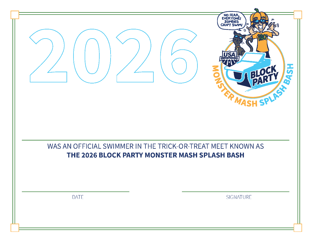 Monster Mash Splash Bash Certificate