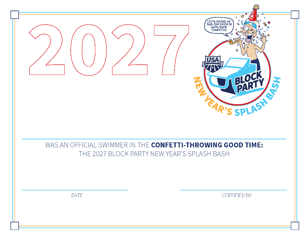 New Years Splash Bash Certificate